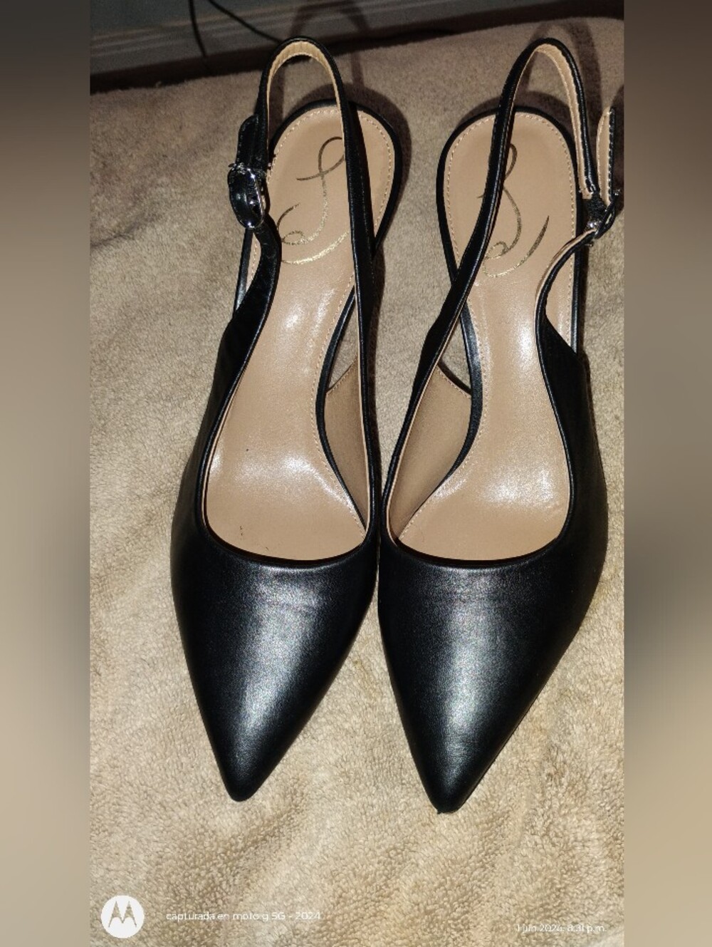 Sam Edelman Black Leather Pointed Toe Slingback Heels
